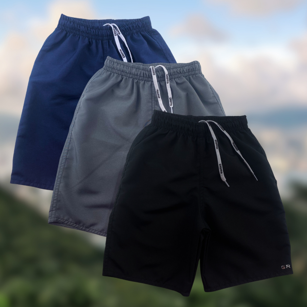 Kit 3 Bermudas Tactel Infantil Menino Lisa Short Básica Escolar