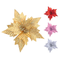Kit 12 Flores Artificial Decoração Enfeite Árvore Natal Luxo LuvinCo