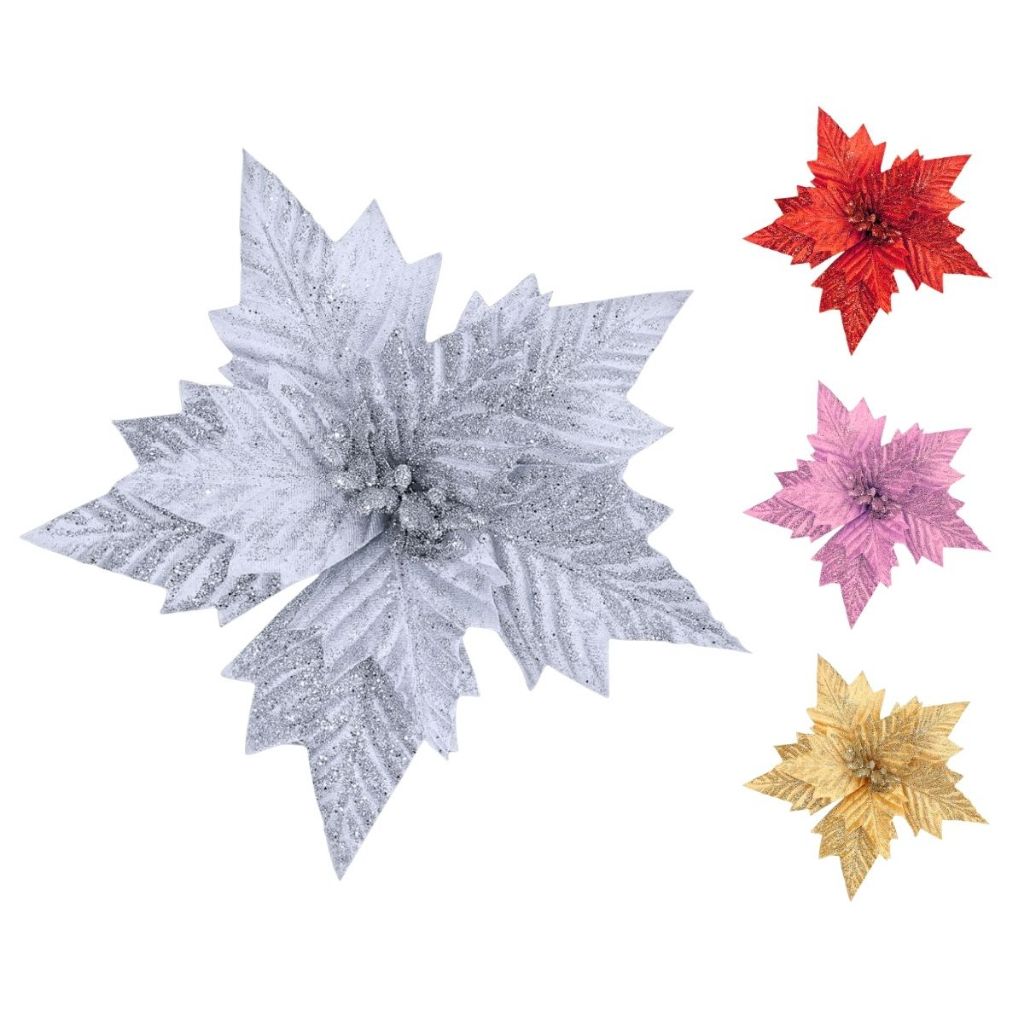 Kit 12 Flores Artificial Decoração Enfeite Árvore Natal Luxo LuvinCo · foto 2