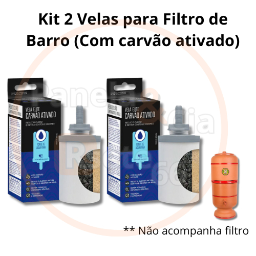Kit com 2 A Velas para Filtro de Barro com Carvão Ativado