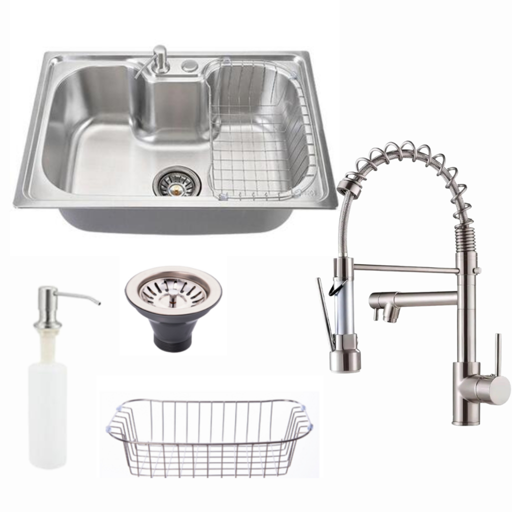 Jogo Cozinha Cuba Gourmet Aço Inox 304 acabamento escovado acetinado + Torneira Monocomando Flexível Inox Escovado
