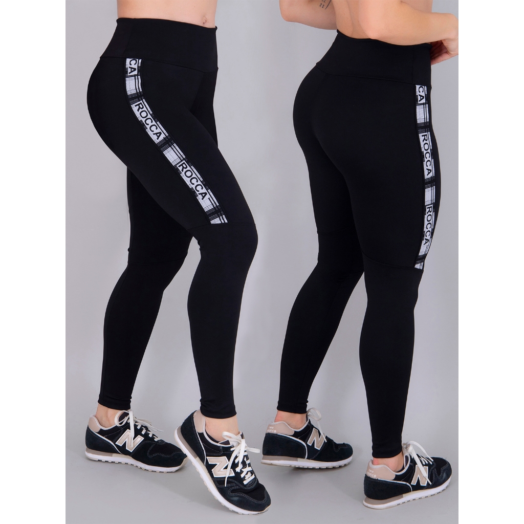 Calça Legging Cintura Alta de Poliamida Faixa Rocca