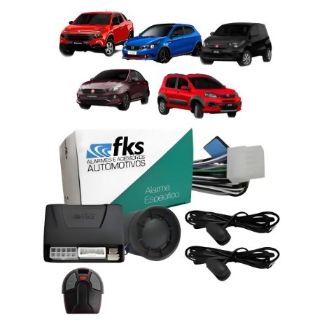 Alarme Específico Fiat Mobi Argo Cronos Toro Uno Strada FKS + Controle Acoplar na Chave