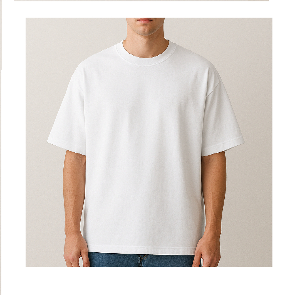 Camiseta Masculina Branca Oversized Algodão Premium Casual