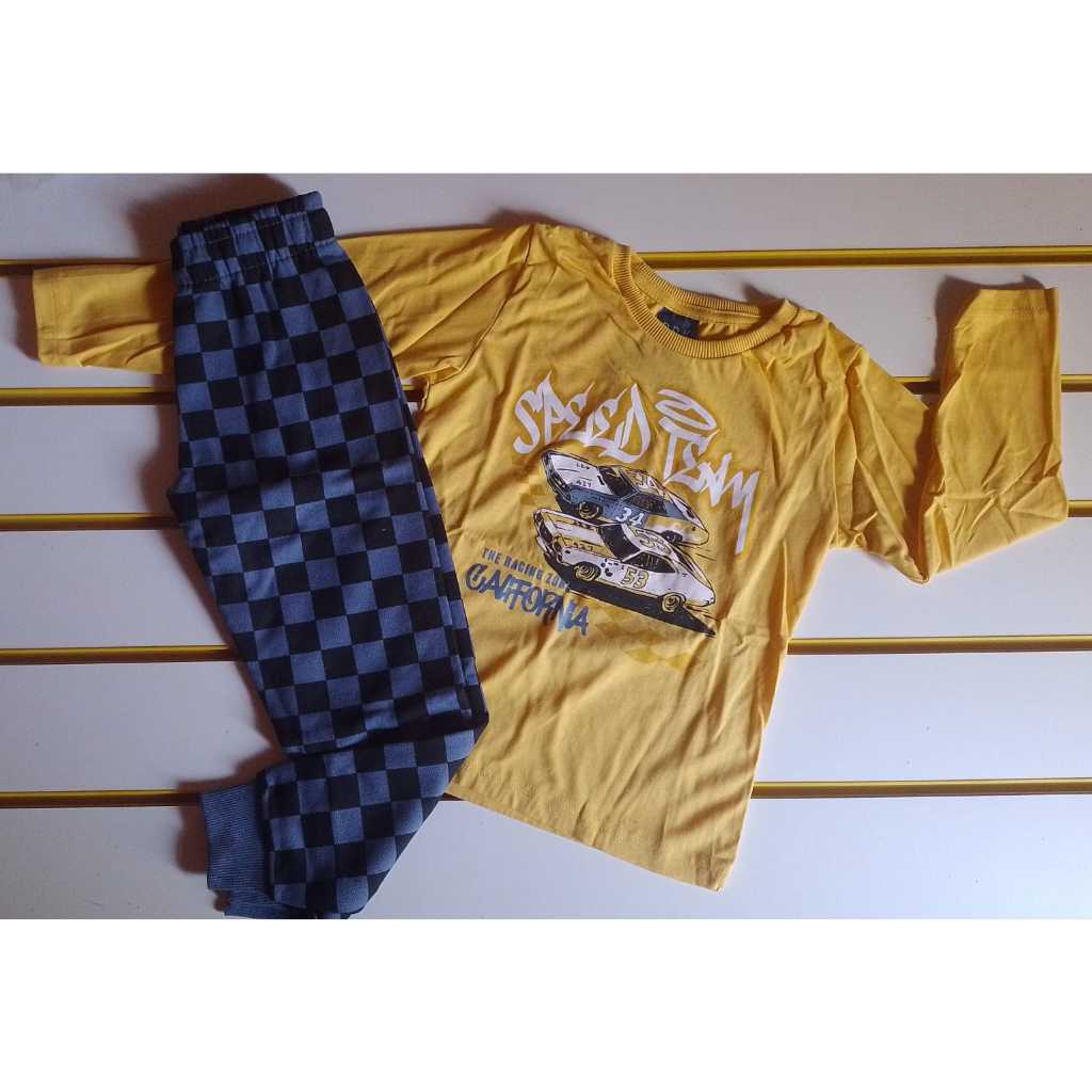 Conjunto inverno meia estação menino criança com camisa em malha e calça em moletom flanelada 4,6,8,10 anos