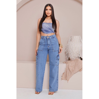 Calça Jeans Cargo  Feminina  Moderna e Confortável Lançamento 2026 em Oferta na Shopee