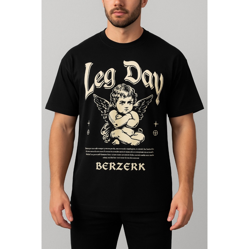 Camiseta Oversized Masculina Academia Algodão Treino Perna Motivação Bodybuilder Camisa Casual — imagem 2 de 2