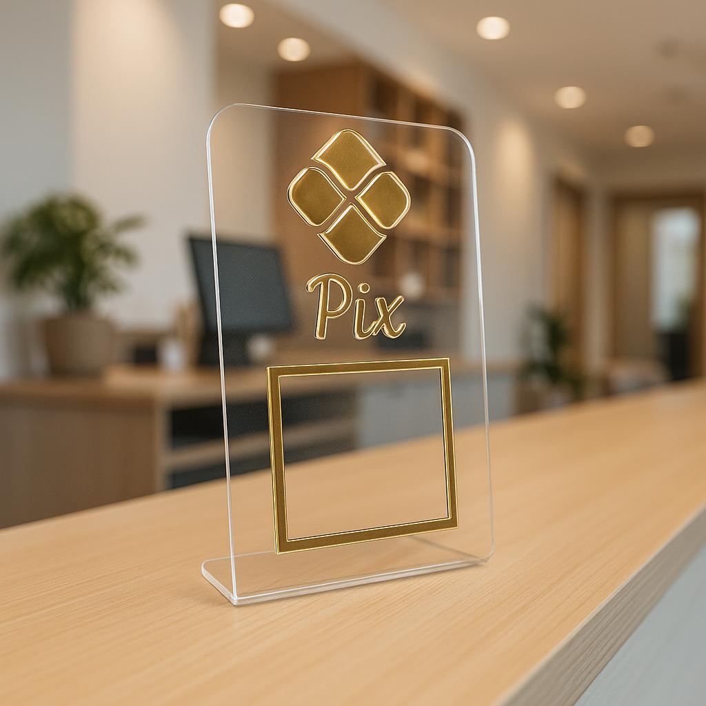 Display Placa Qr Code Mesa Acrílico Espelhado Plaquinha em Oferta na Shopee