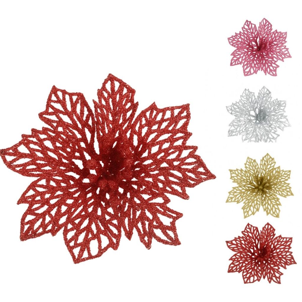 Kit C/6 Flor Enfeite Árvore De Natal Decoração Natalina Luxo LuvinCo