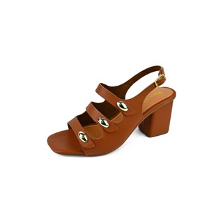 Sandália Feminina Salto Bloco Médio 7cm 3 Tiras Fivela Confortável Detalhe ABS Moda Casual Festa Elegante em Oferta na Shopee