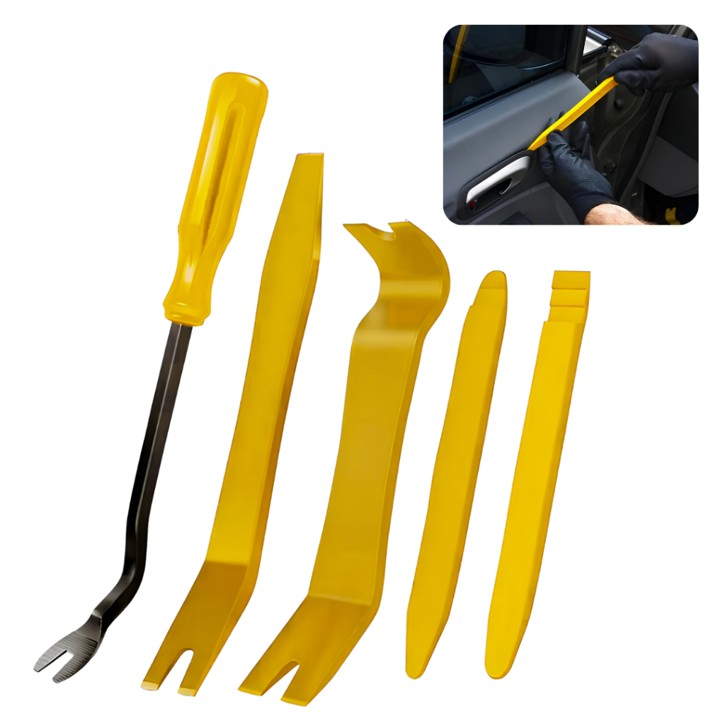 Jogo De Espátulas Automotiva Nylon 5 Peças Remoção Sem Danos