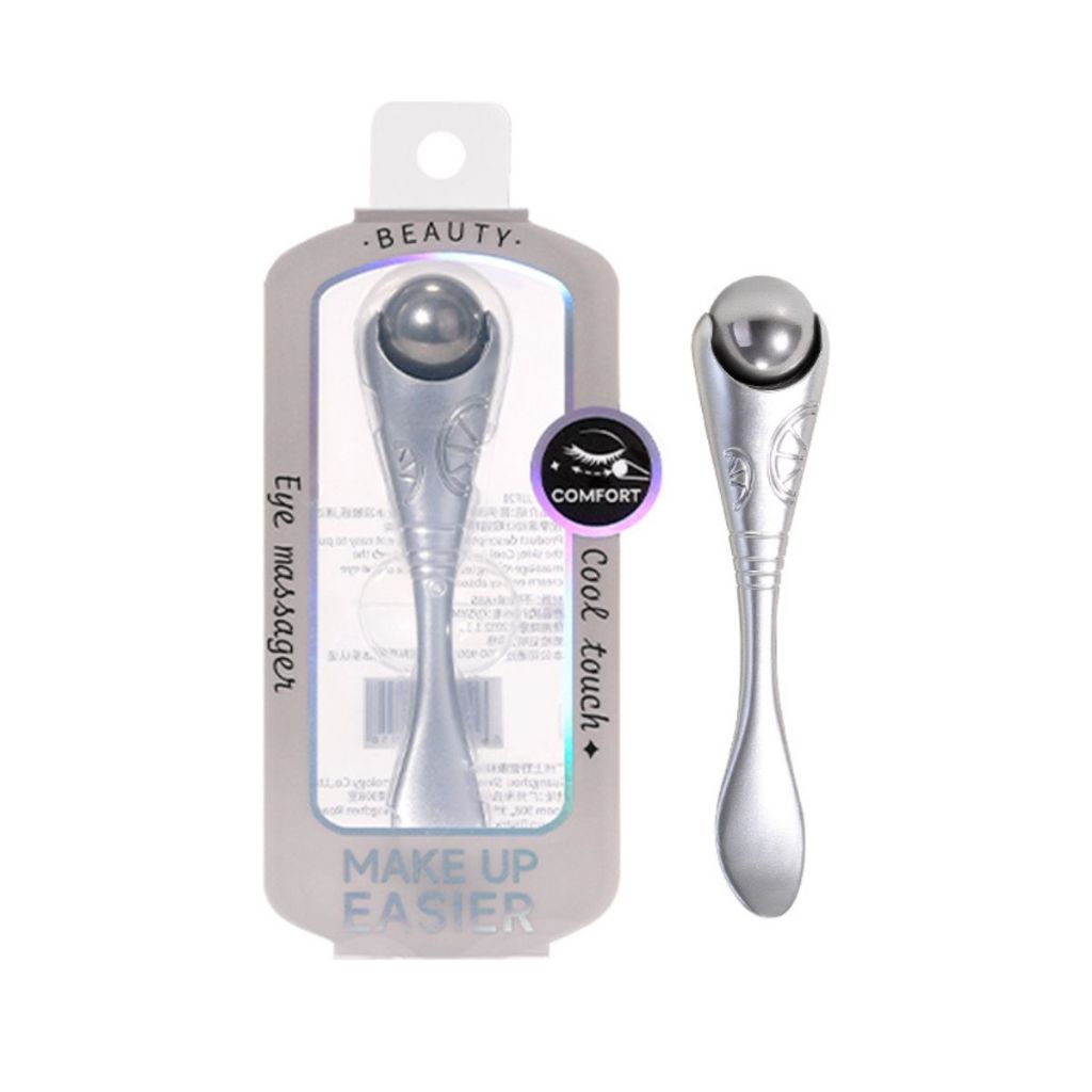 Massageador Facial 2 em 1 - Bolinha de Aço Inox + Espátula para Creme - Refresca e Aplica Make Up - Allmini