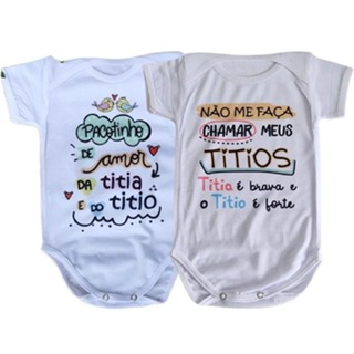 Kit 2 Bodys Bebê Frases Titios Pacotinho de Amor da Titia e do Titio Não Me Faça Chamar Meus Titios em Oferta na Shopee