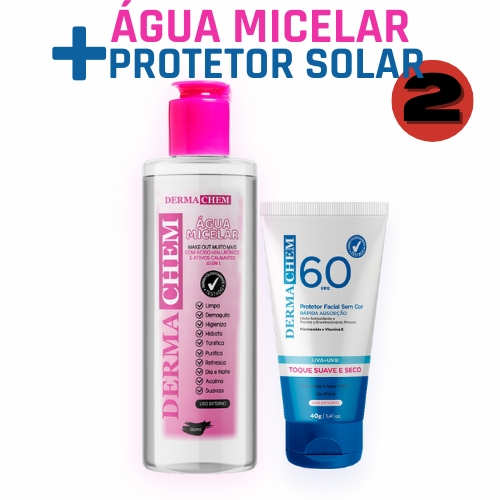 Kit Protetor Solar facial e Agua Micelar Dermachem