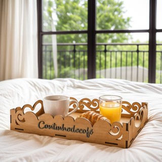 Bandeja MDF Cantinho do Café Decorativa 26x16cm Organização Xícaras Cápsulas Açúcar Nogueira Tabaco em Oferta na Shopee