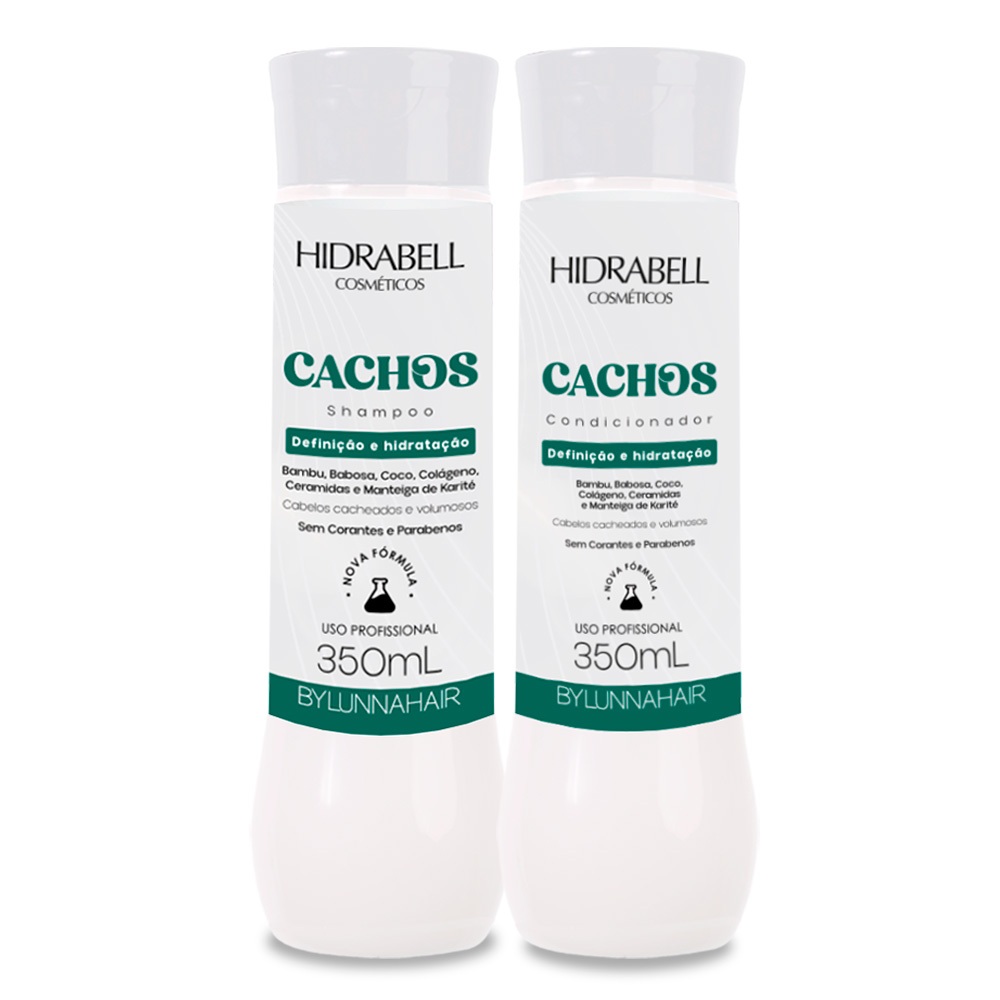 Kit Shampoo e Condicionador Cachos Bambu Hidrabell Hidratação, Controle do Volume e Definição Cachos