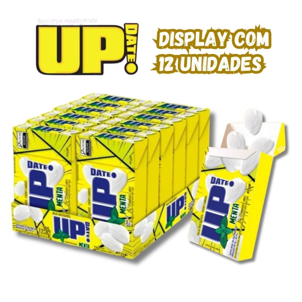 Balas Mastigáveis Up Date diversos Sabores Dispplay com 12 Unidades Preço de Atacado