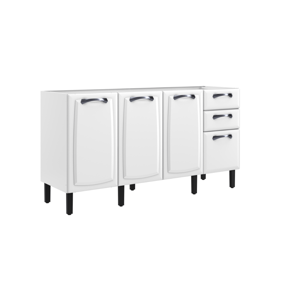 Balcão de Cozinha Pia Itatiaia Aço 4 Portas 2 Gavetas 160cm Cor Branco SEM TAMPO New Premium em Oferta na Shopee