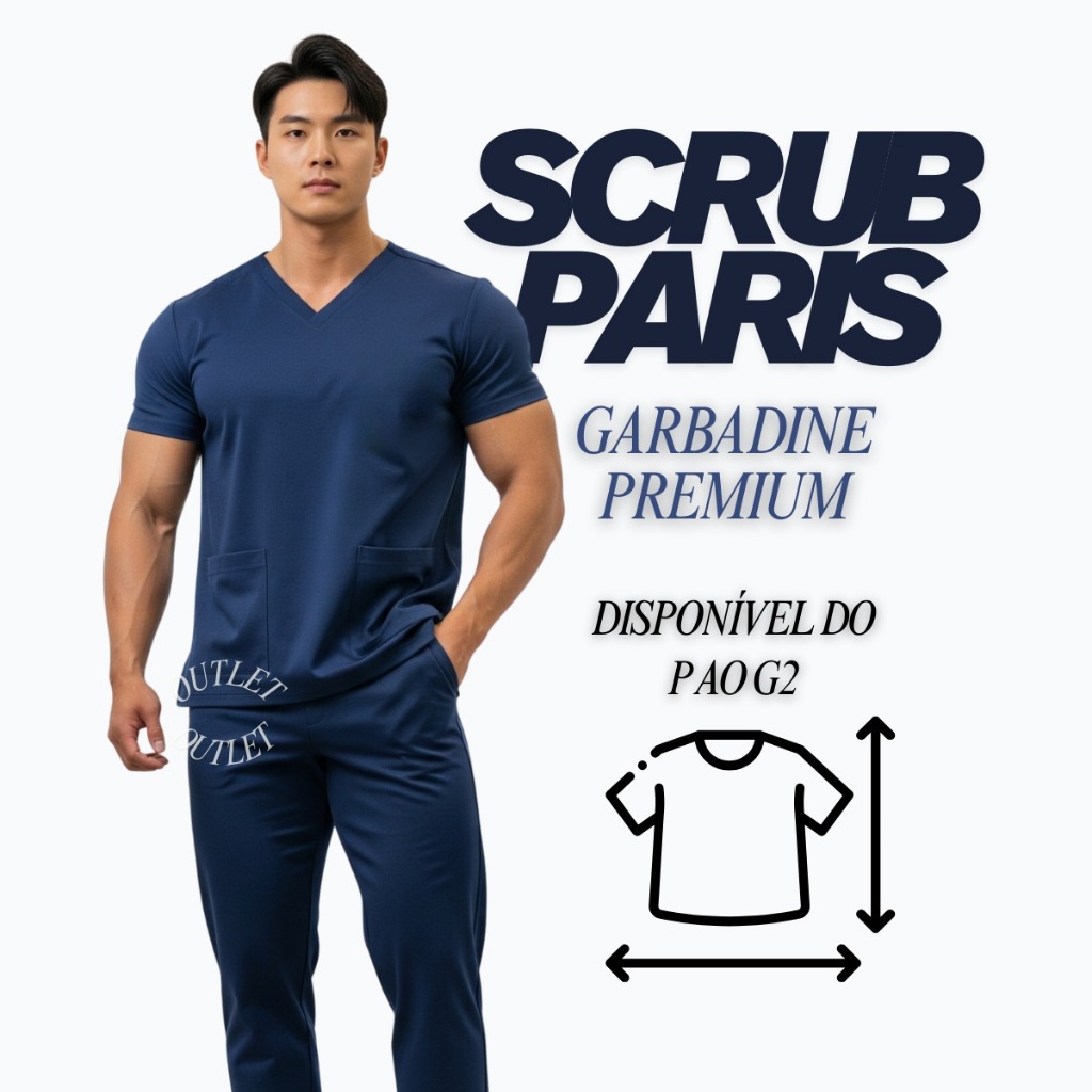 Pijama Cirúrgico Masculino Scrub Hospitalar Médico Com Bolso Ph