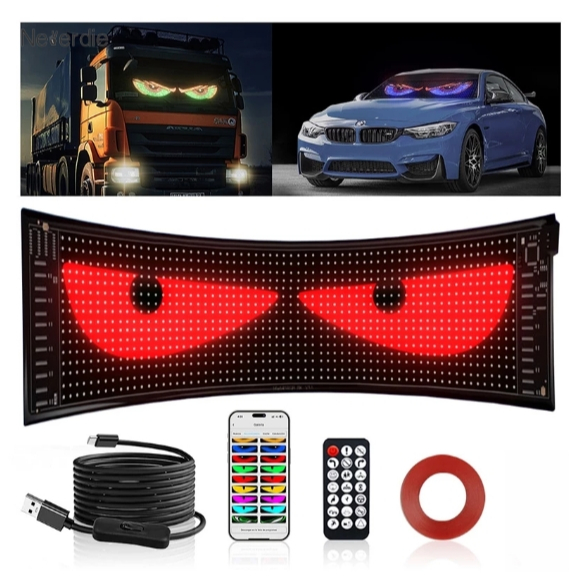 Painel De Pixel Matriz LED Rolagem Publicidade Brilhante Sinais Flexível USB 5V Sinal Do Carro Controle App Bluetooth