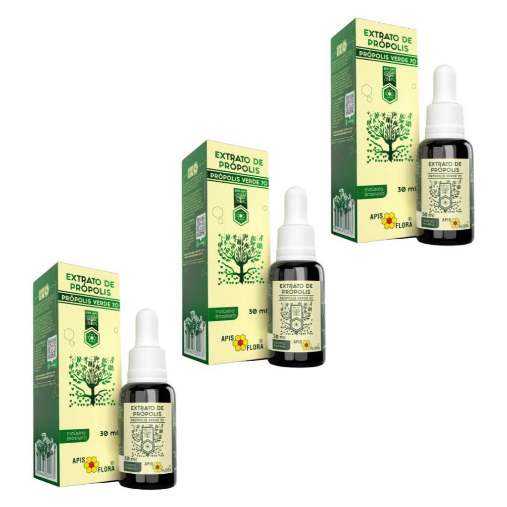 Kit 3un do Extrato de Própolis Verde 70 30ml Apis Flora