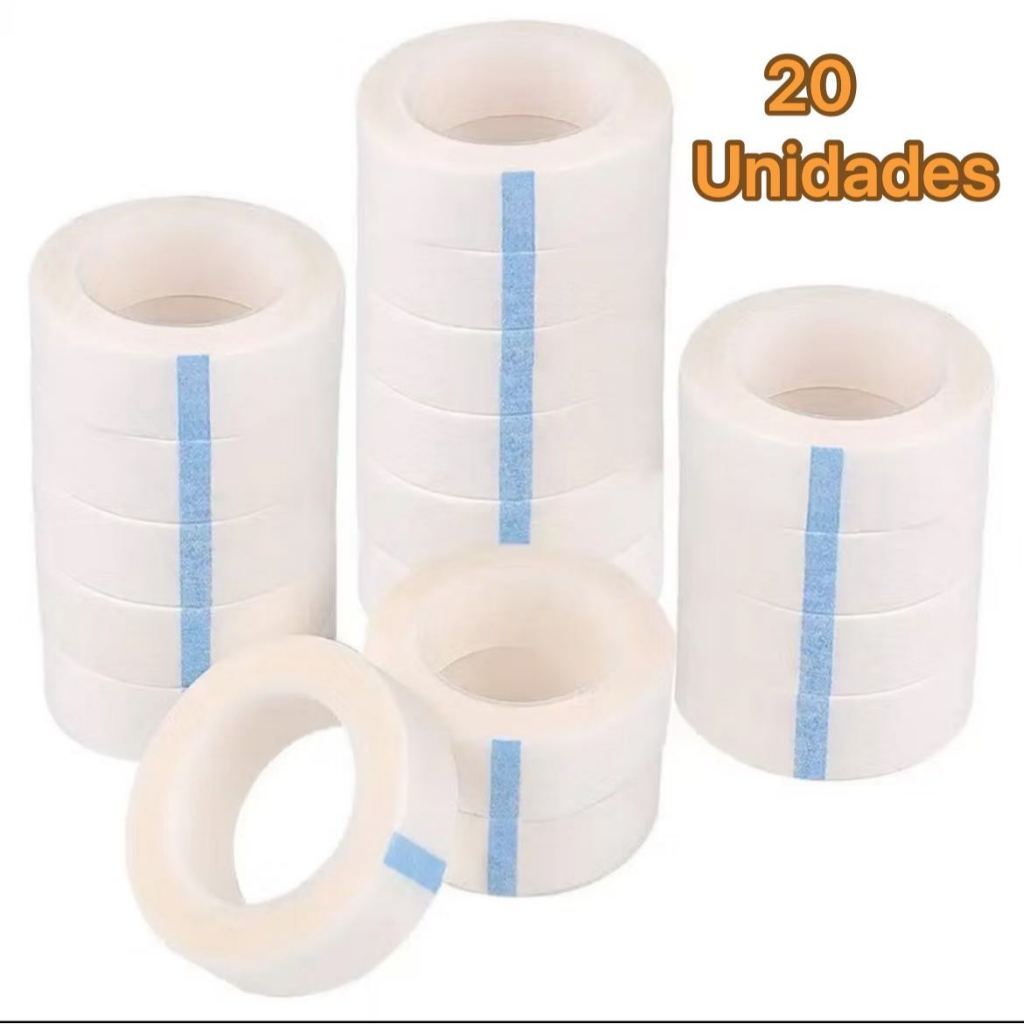 Kit 20 Fitas Transpore Antialérgica Alongamento e Extensão Cílios 10m em Oferta na Shopee