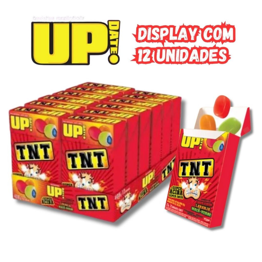 Balas Mastigáveis Up Date Display com 12 Unidades Promoção com Vários Sabores