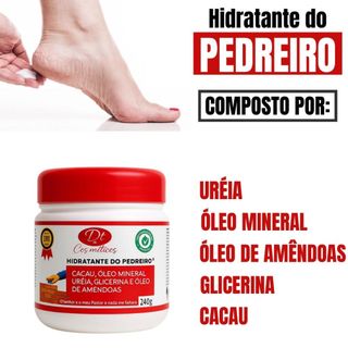 Creme do Pedreiro Hidratante Para Pés Rachados Mãos e Cotovelos Ressecados Com Ureia Vári…