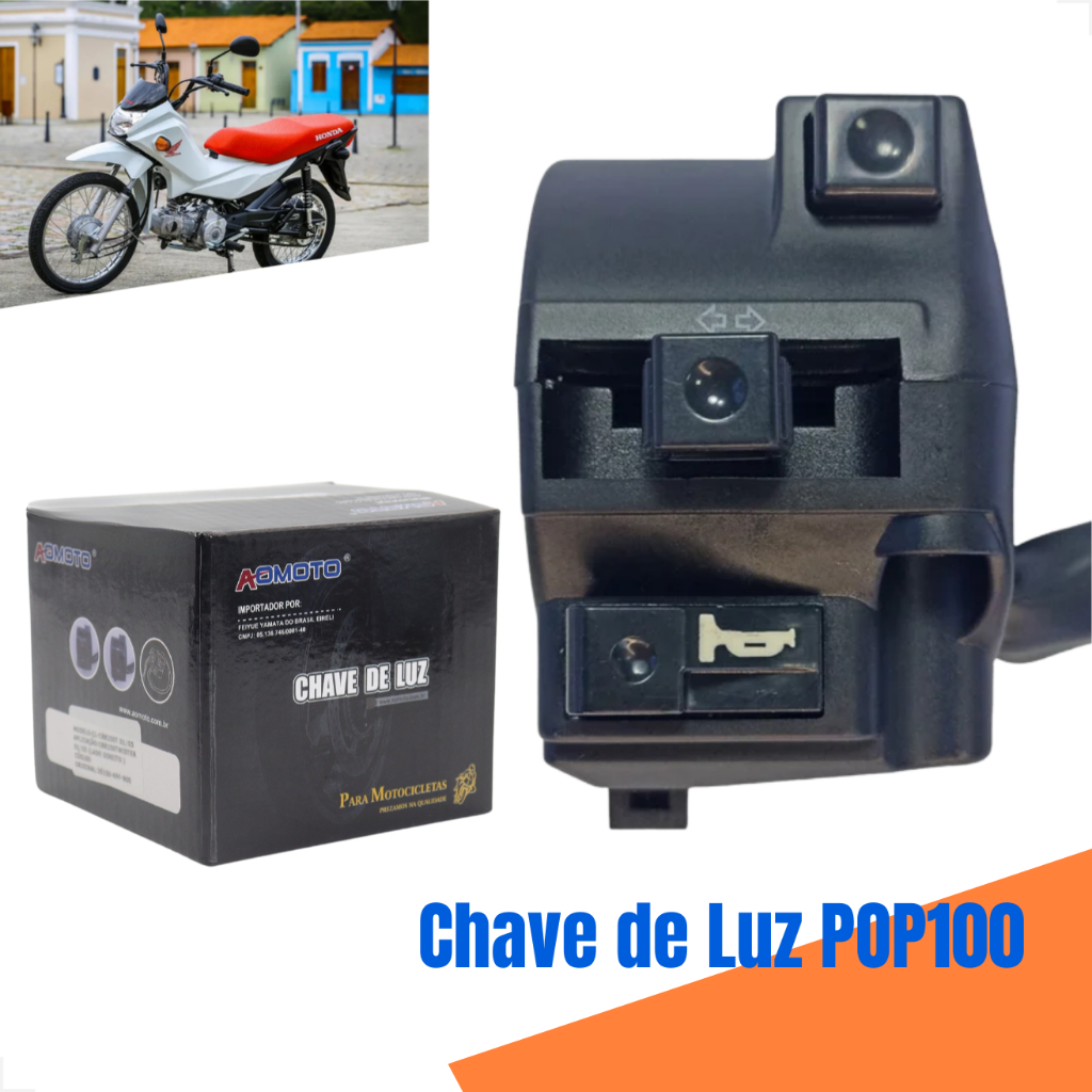 Punho Chave De Luz Honda Pop 100 2007 2008 2009 2010 2011 2012 2013 2014 Farol Seta Buzina Original em Oferta na Shopee