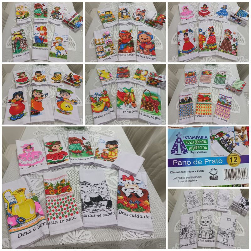 pacote C/ 12 panos de prato Nossa Senhora Aparecida