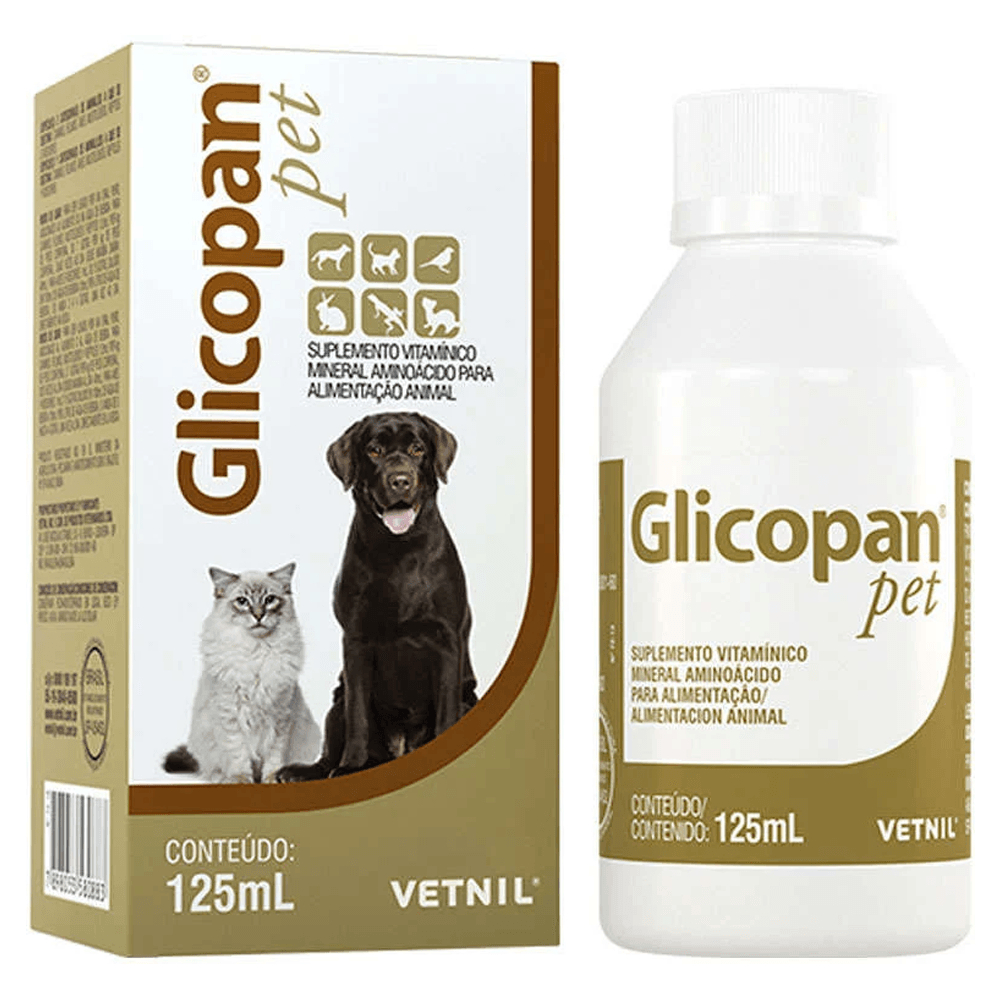 Glicopan Pet 125ml Suplemento Vitaminas Cães e Gatos
