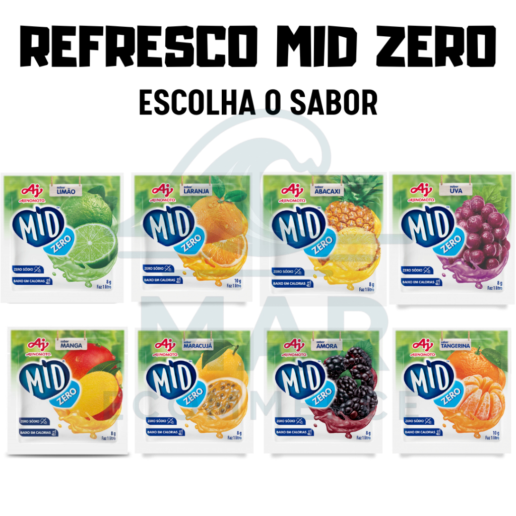 Refresco Suco Em Pó MID Zero - Caixa Com 15 Unidades - Escolha O Sabor em Oferta na Shopee