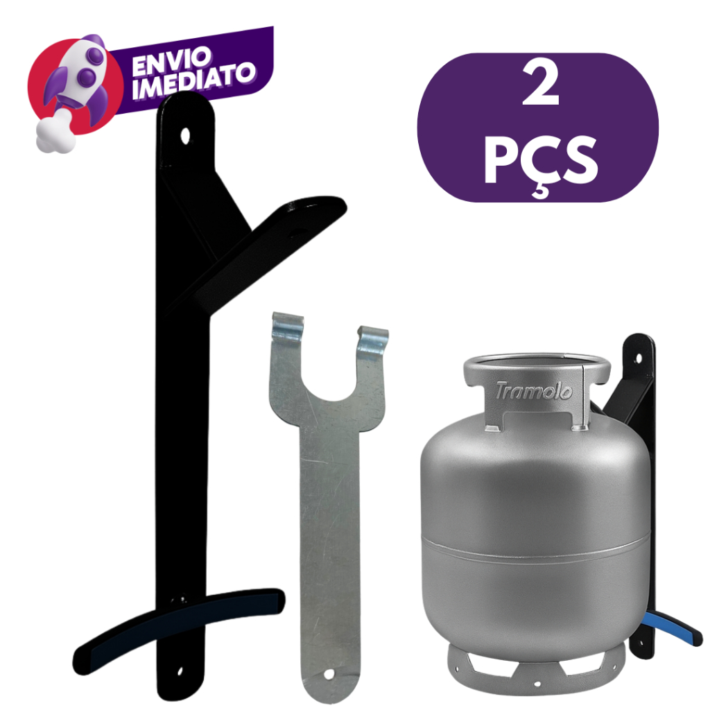 Kit Suporte Reforçado Suspenso Para Botijão + Chave Facilitadora Para Troca De Gás em Oferta na Shopee