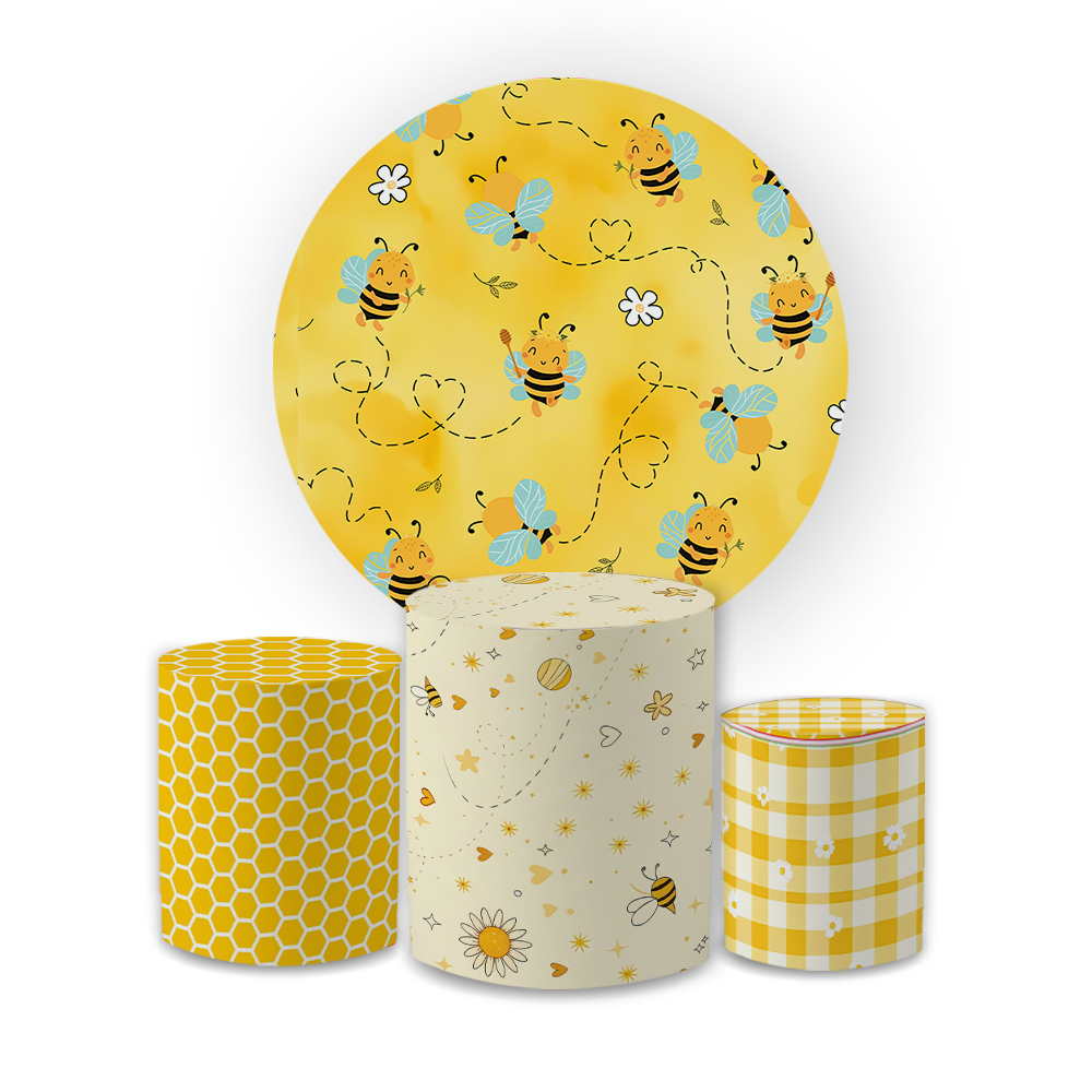 Kit Capas Festivas Para Painel Cilindros Aniversario Decoração Lançamento Abelha Mel Comeia