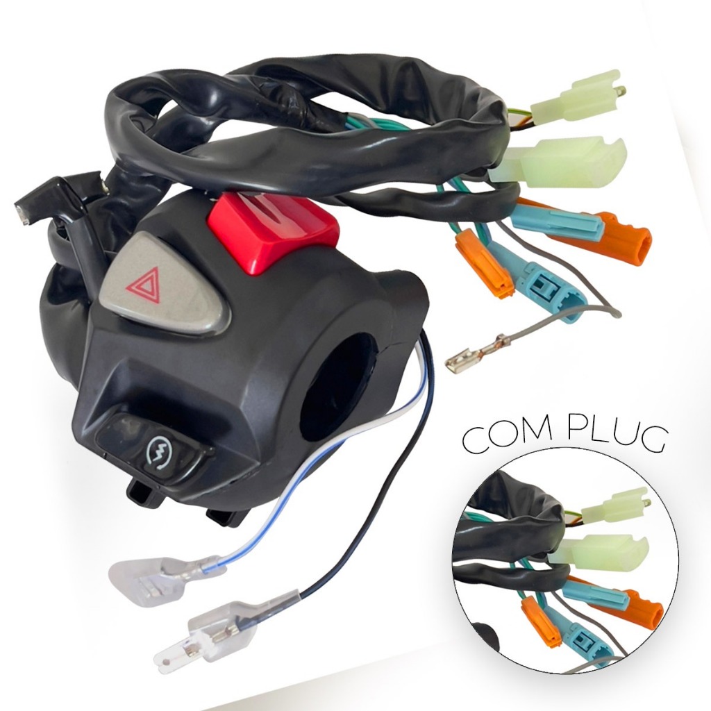 PUNHO INTERRUPTOR DE PARTIDA COM PISCA ALERTA CB500 FAN 150 TITAN 160 START 160 COM PLUG