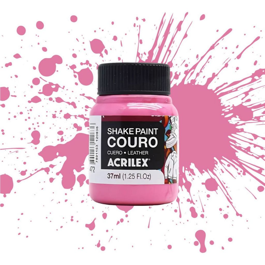 Tinta Para Couro Shake Paint 37ml Acrilex Unidade 472 Rosa Tinta Proporciona Acabamento Uniforme