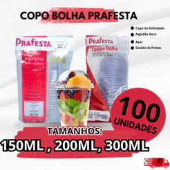 COPO COM TAMPA SEM FURO PARA DOCES , BOLO , ACAI 150ML 200ML 300ML MARCA PRAFESTA