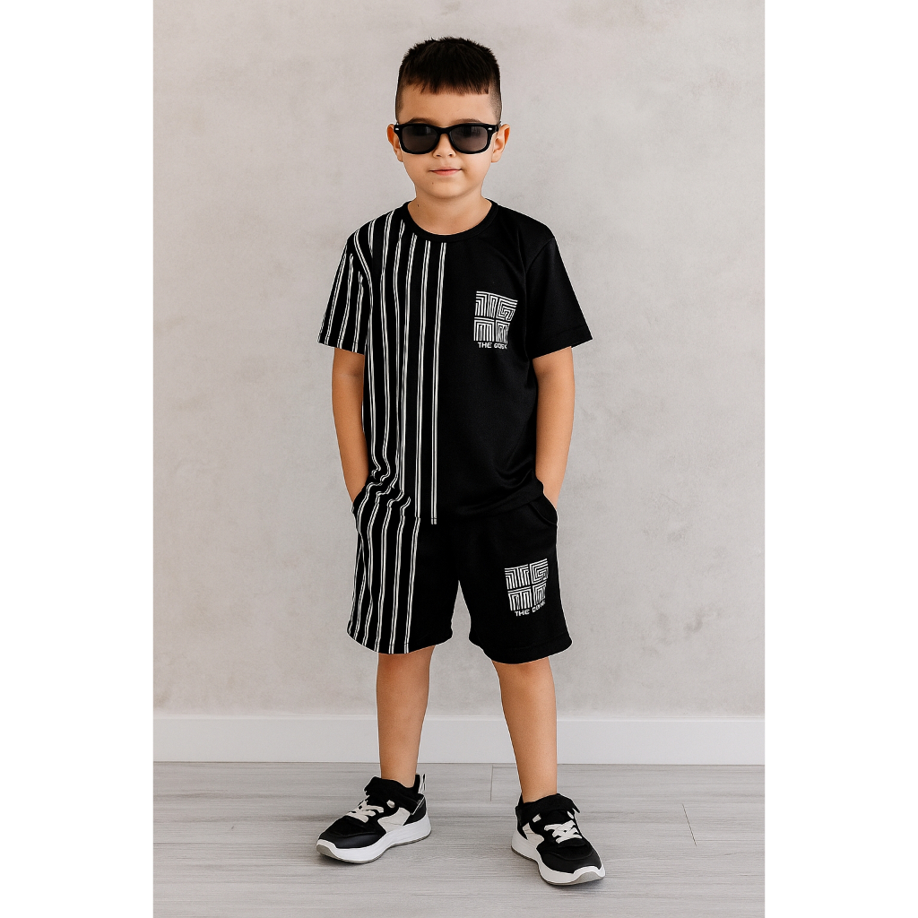 Conjunto Infantil Masculino Lançamento 2025 – Roupa Casual Camisa + Bermuda | 2 a 12 anos