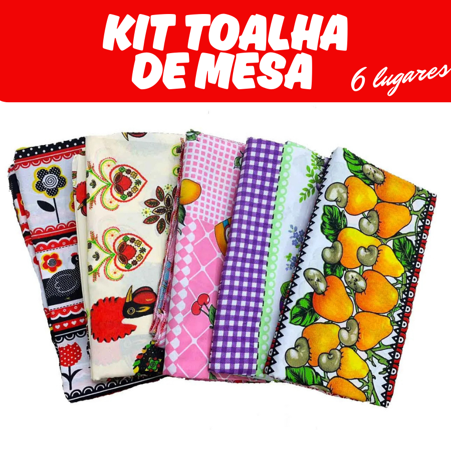 Kit 3 Toalha de Mesa Oxford 6 Lugares Estampadas