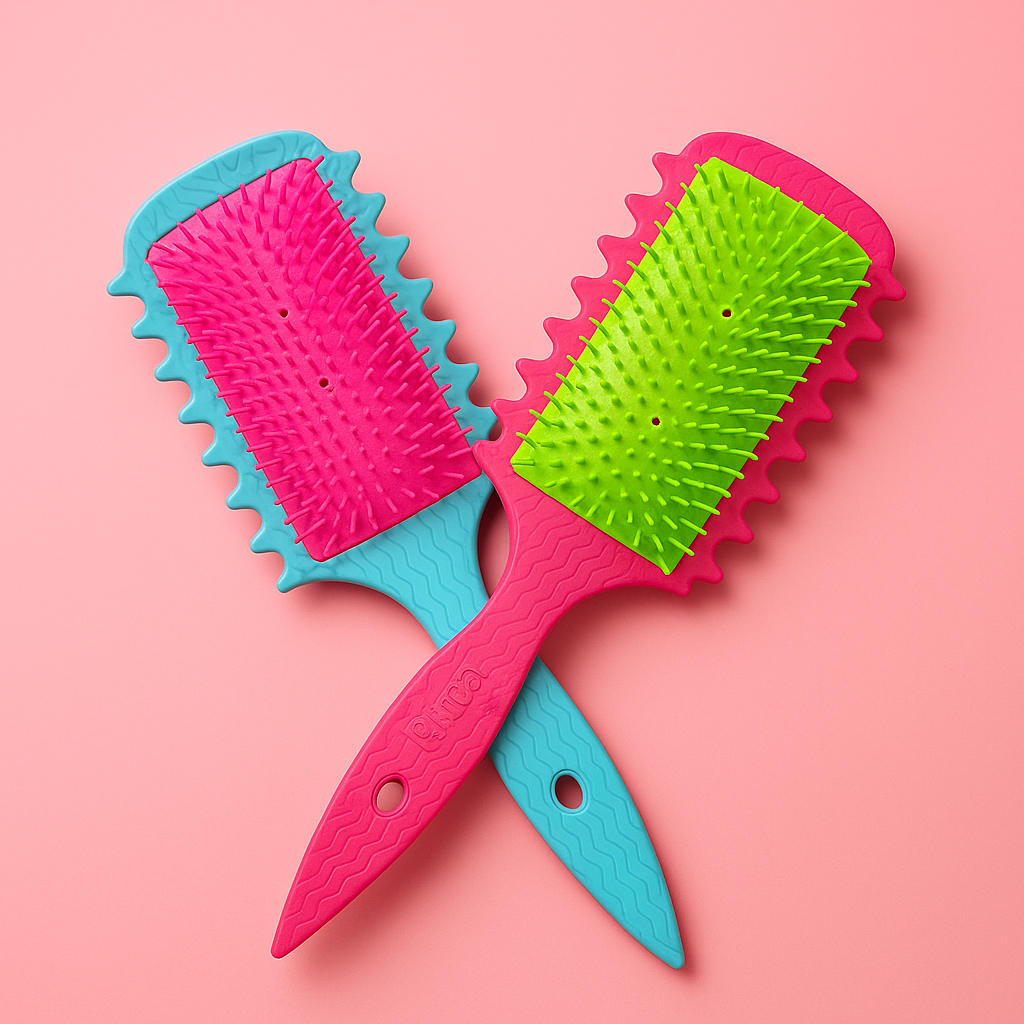 ESCOVA RICCA FLEX FITA CURL ROSA AZUL em Oferta na Shopee