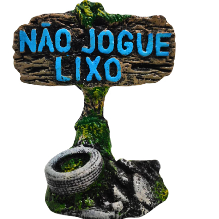 Enfeite Decoração para Aquário em Resina " Não Jogue Lixo "