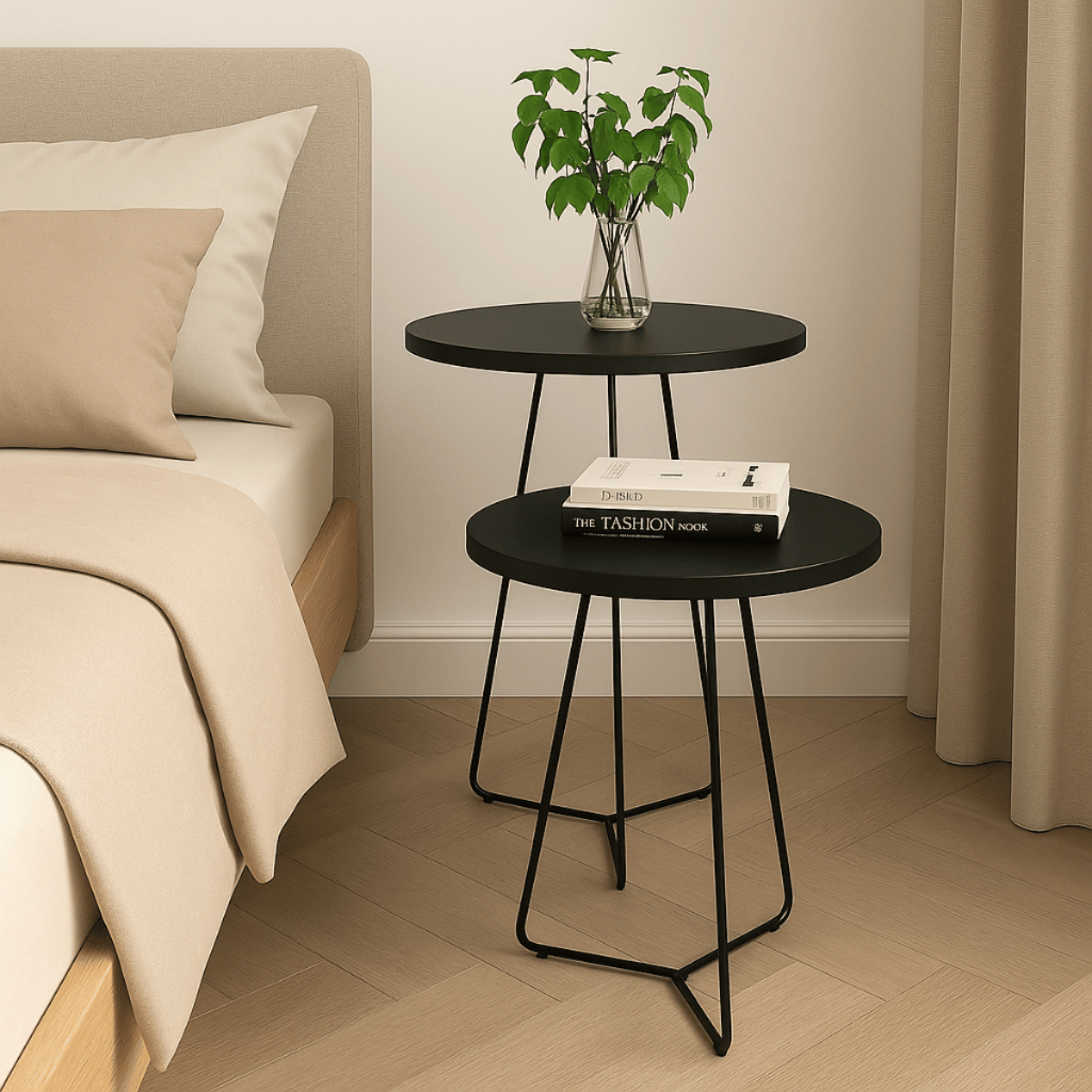 Kit 2 Mesas de Cabeceira Industrial com Pés de Ferro Preto em Oferta na Shopee