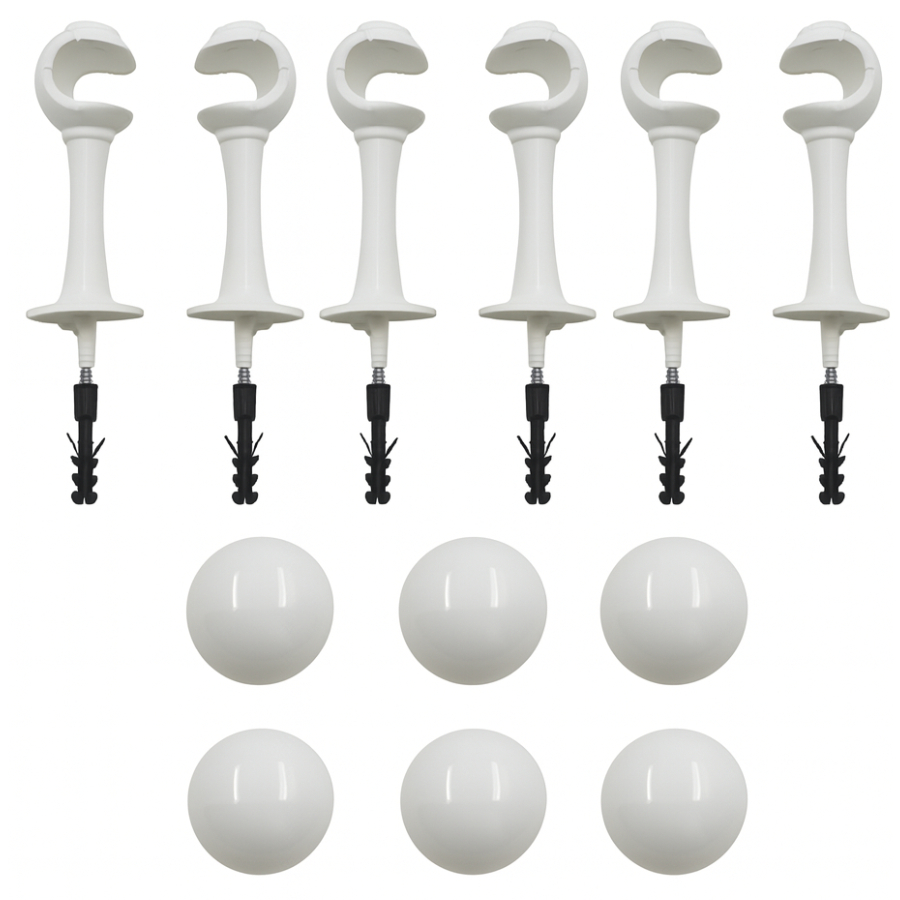 Kit com 6 Suporte Para Cortina Varão Simples Par Com Ponteira 19mm