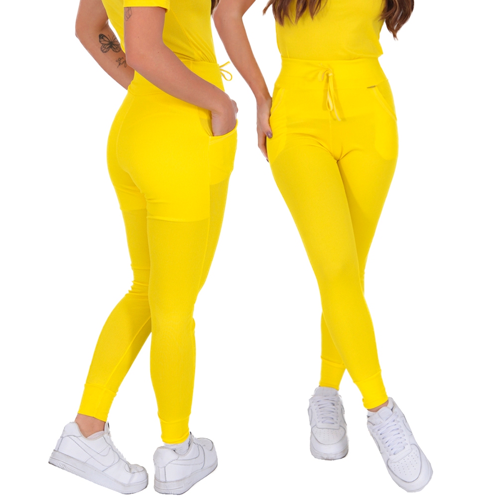 Calça Ribana Jogger Moda Feminina com Punho e Bolsos em Oferta na Shopee