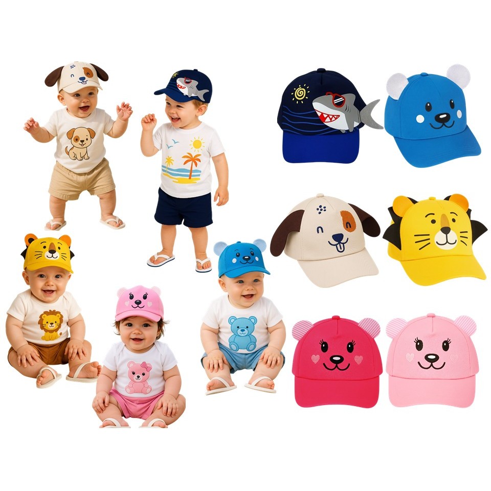 Boné Infantil Bebê ANIMAIS Proteção Solar Menino Menina chapéu Criança Unissex