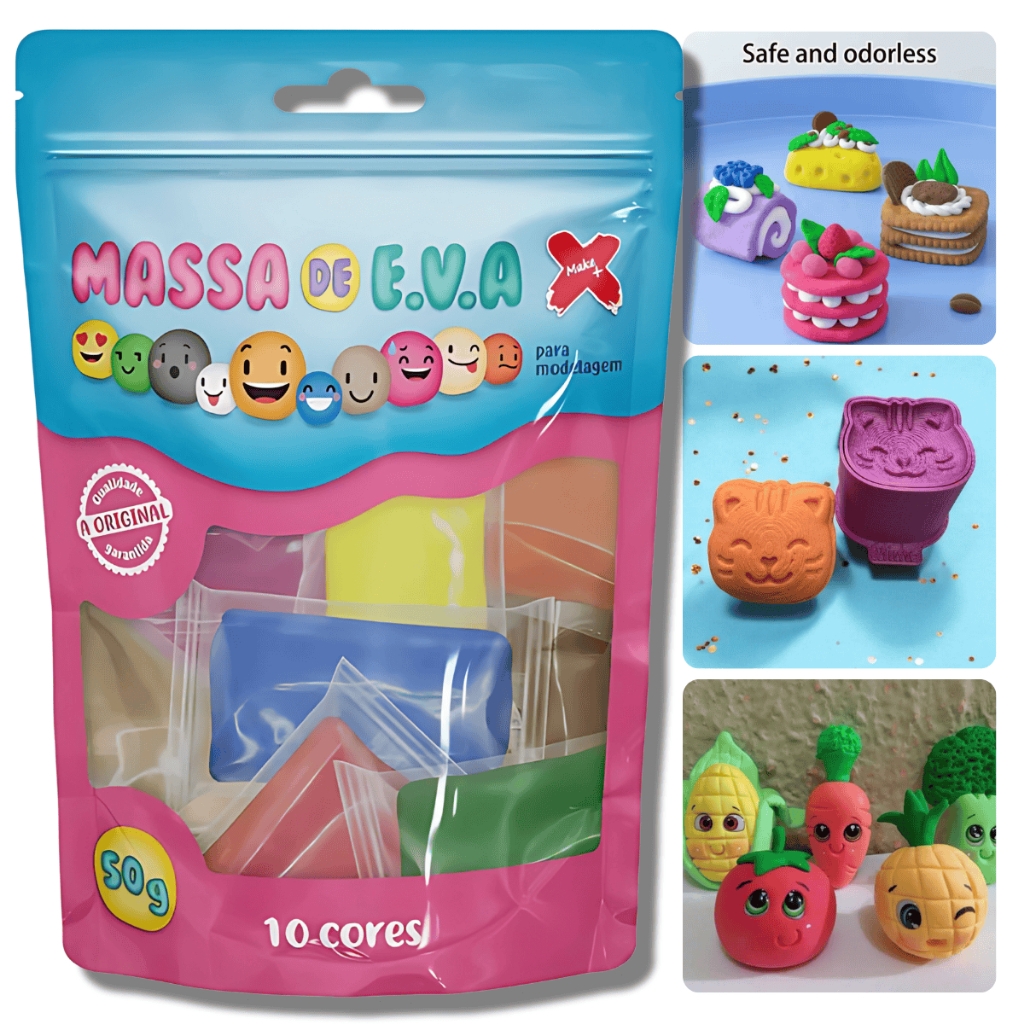 Massinha de EVA de Modelar Slime Infantil 10 Cores  Colorida Atóxica Segura Criativa Massa Modelagem