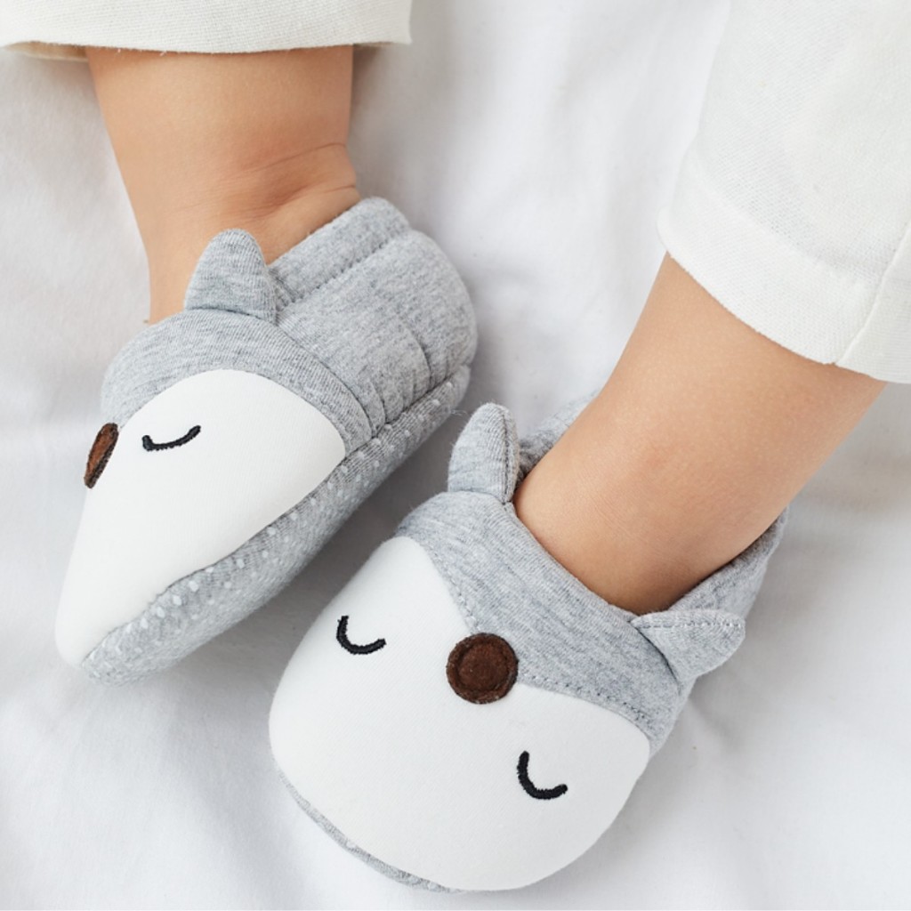 Detalhes do Pantufas Antiderrapente Bebê (Cinza, Azul e Rosa) - Buba