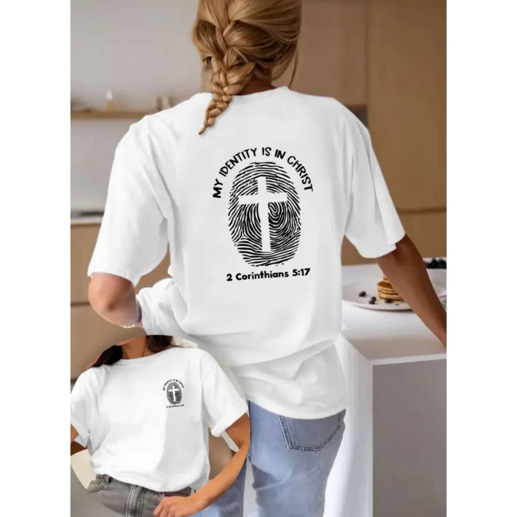 Blusa Camiseta Feminina Minha Identidade É Cristo Top Cristã Fofa 100% Algodão Estilosa