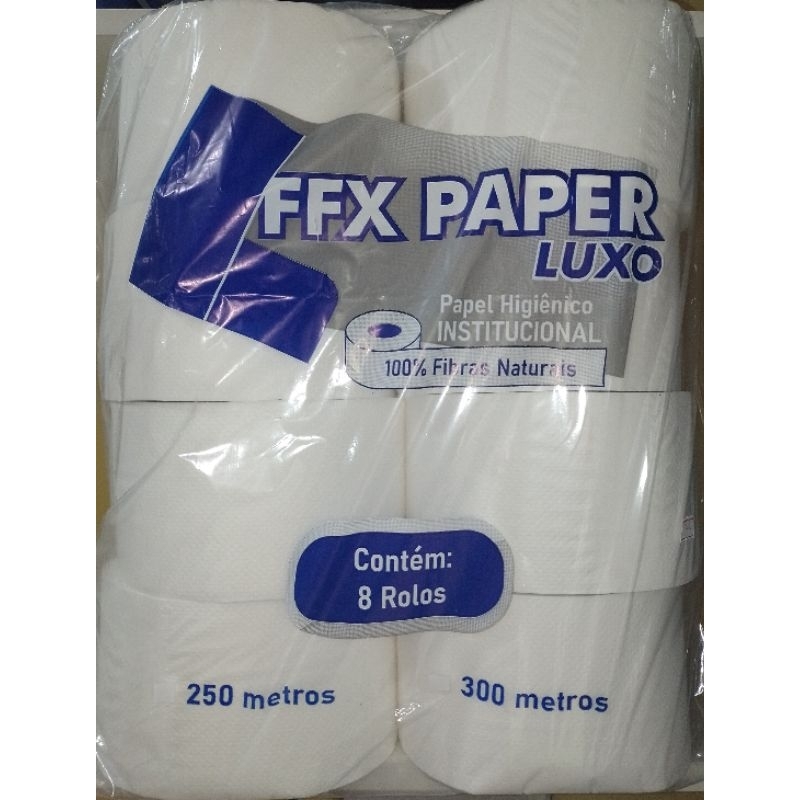 Pacote com 8 rolos de papel higiênico cada rolo com 250mts.