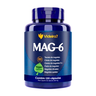 Mix Magnésio MAG 6  Taurato, Citrato, Cloreto, Óxido, Dimalato, Quelato Blend Suplemento 6 Magnésios 500mg 120cps em Oferta na Shopee